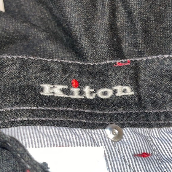 Kiton Napoli Men’s 3-Button 96% Wool Dress Pants in Black - Picture 12 of 15